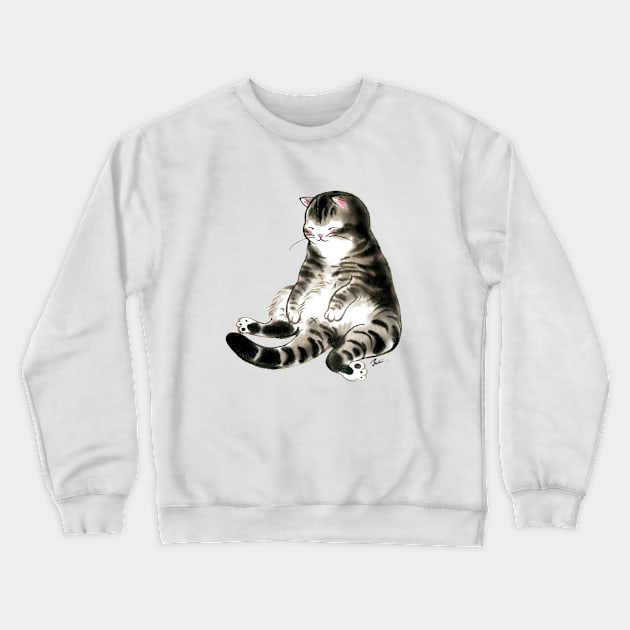 cat, lovely, cute, animal, kitten, ink Crewneck Sweatshirt by Fencerplanet